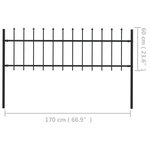 vidaXL Clôture de jardin avec dessus en lance Acier 1 7 x 0 6 m Noir