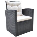 vidaXL Mobilier à dîner de jardin 6Pièces et coussins Résine tressée Noir