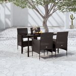 vidaXL Ensemble à manger de jardin avec coussins 5 Pièces Noir
