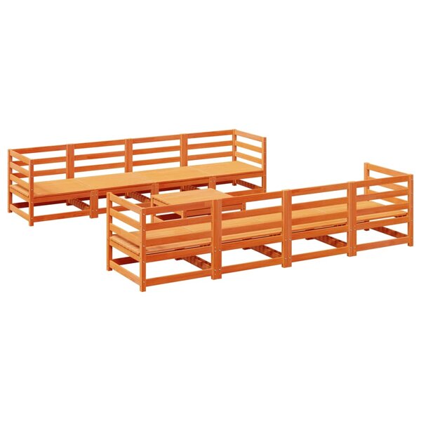 vidaXL Salon de jardin 9 Pièces marron cire bois de pin massif