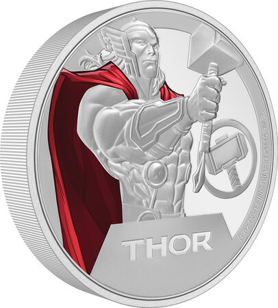 Pièce de monnaie en Argent 10 Dollars g 93.3 (3 oz) Millésime 2023 Marvel Niue THOR