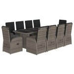 vidaXL Ensemble à manger de jardin 11Pièces avec coussins gris poly rotin