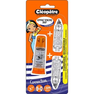 Roller de Correction Effac'Encre 360° tête rotative Blanc avec 2 recharges CLÉOPÂTRE