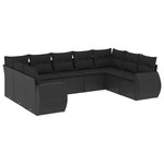 vidaXL Salon de jardin 9 Pièces avec coussins noir résine tressée