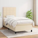 vidaXL Sommier à lattes de lit et matelas Crème 90x190 cm Tissu