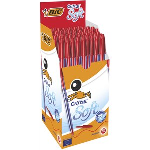 Stylo bille CRISTAL SOFT pointe moyenne 1 2 mm encre Rouge x 50 BIC