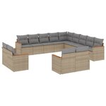 vidaXL Salon de jardin et coussins 13 Pièces mélange beige résine tressée