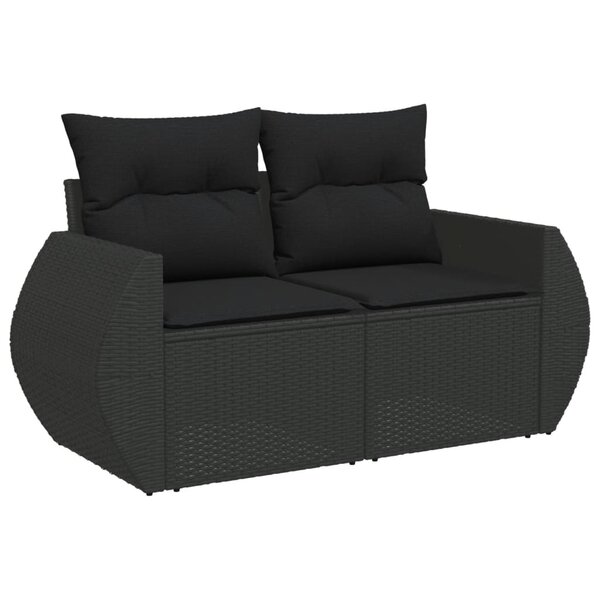 vidaXL Salon de jardin 6 Pièces avec coussins noir résine tressée