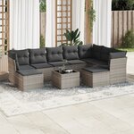 vidaXL Salon de jardin avec coussins 10 Pièces gris clair résine tressée
