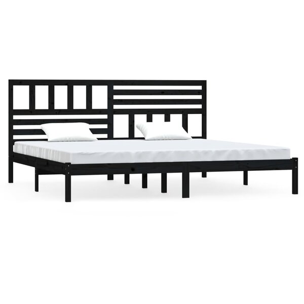 vidaXL Cadre de lit Noir Bois de pin massif 200x200 cm