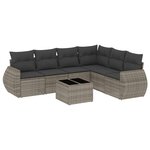 vidaXL Salon de jardin avec coussins 7 Pièces gris résine tressée