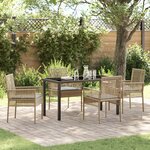 vidaXL Ensemble de Salle à Manger de Jardin de 5 Pièces avec Coussins en Poly Rattan Beige