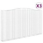 vidaXL Paniers à gabions arqués 3 Pièces 400x30x220/240 cm Fer galvanisé