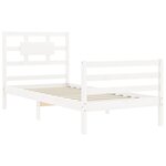 vidaXL Cadre de lit avec tête de lit blanc simple bois massif