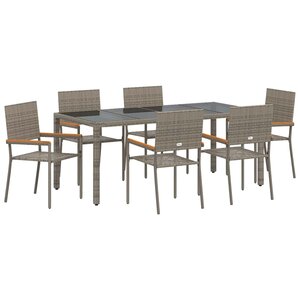 vidaXL Ensemble de salle à manger pour jardin 7 Pièces Gris polyrotin