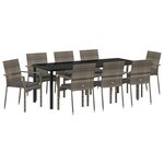 vidaXL Ensemble de jardin de 9 pièces avec coussins gris en poly rattan