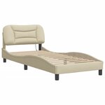vidaXL Cadre de lit avec tête de lit Crème 90x200 cm Tissu