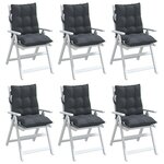 vidaXL Coussins de chaise à dossier bas lot de 6 anthracite