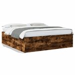 vidaXL Cadre de lit chêne fumé 180x200 cm bois d'ingénierie