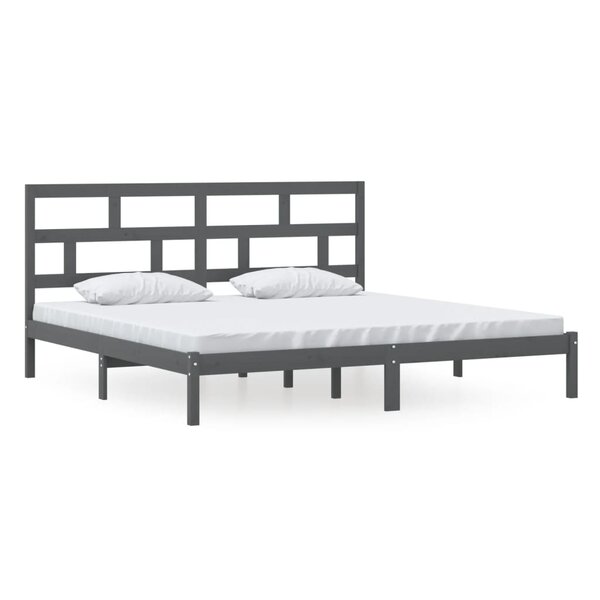 vidaXL Cadre de lit Gris Bois de pin massif 200x200 cm
