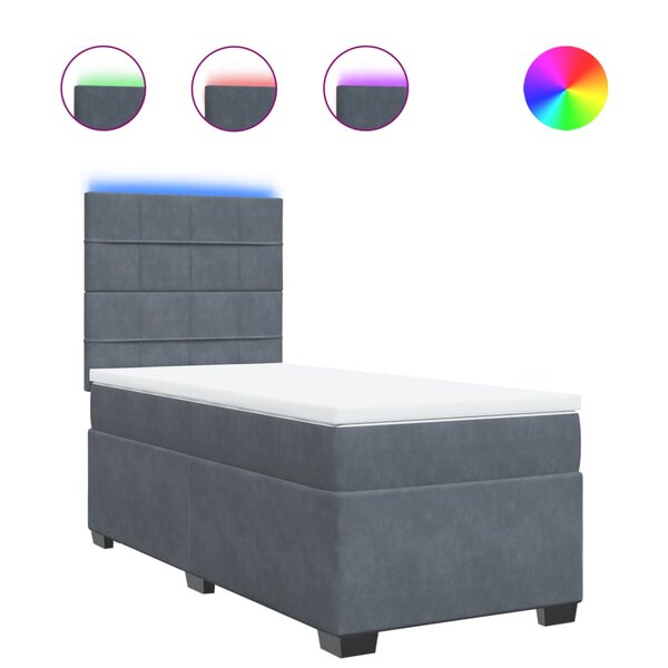 vidaXL Sommier à lattes de lit avec matelas Gris foncé 100x200 cm