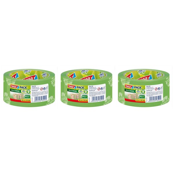 tesapack ruban adhésif emballage Eco & Strong 50 mm x 66 m Vert x 3 TESA