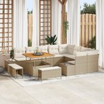 Canapé jardin 12 pièces avec coussins Beige Poly Rattan Acacia