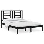 vidaXL Cadre de lit Noir Bois de pin massif 135x190 cm Double