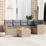 vidaXL Salon de jardin avec coussins 6 Pièces beige résine tressée