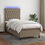 vidaXL Sommier à lattes de lit et matelas et LED Taupe 100x200cm Tissu