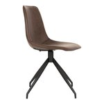 2 chaises de salle à manger en cuir synthétique avec pivot marron foncé et pieds noirs