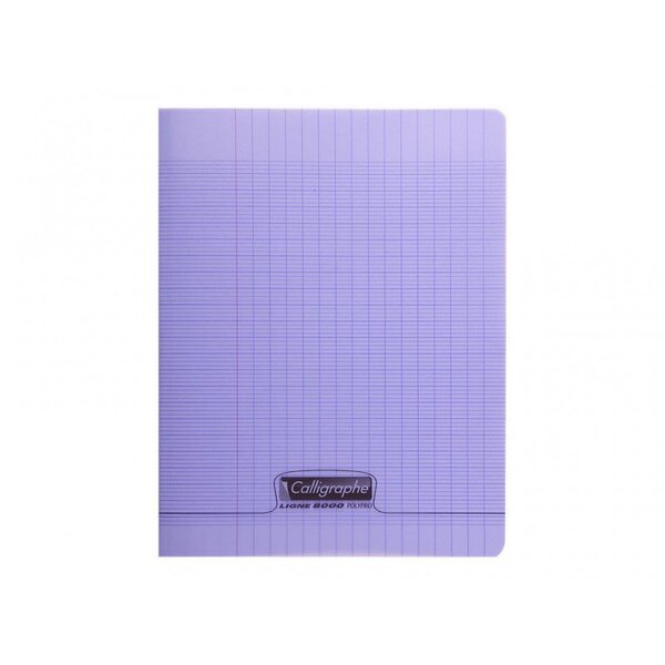 Cahier 32 pages seyès 90 g  couverture polypropylène violet  format 17 x 22 cm  CALLIGRAPHE