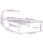 vidaXL Cadre de lit Blanc Bois massif 90x190 cm Simple