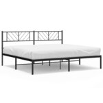 vidaXL Cadre de lit métal avec tête de lit noir 183x213 cm