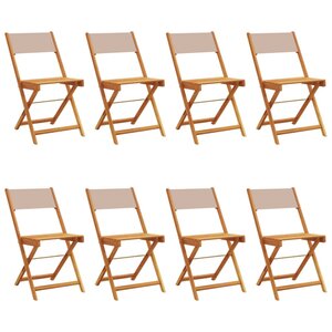vidaXL Chaises de jardin pliantes lot de 8 taupe tissu et bois massif