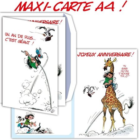 Maxi grande carte géante bon anniversaire gaston lagaffe franquin avec enveloppe