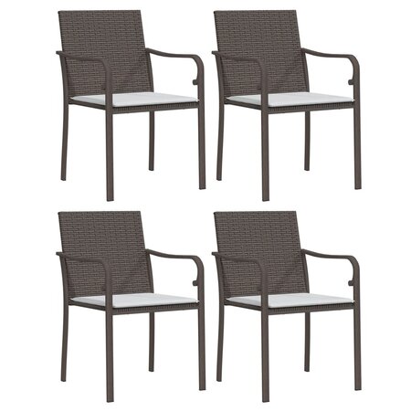 vidaXL Chaises de jardin et coussins lot de 4 marron 56x59x84 cm rotin