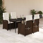 vidaXL Ensemble à manger de jardin 5 Pièces et coussins marron poly rotin