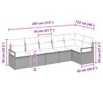 Ensemble de canapé de jardin 6 pièces avec coussins Gris Poly Rattan