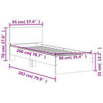 vidaXL Cadre de lit tête de lit et lumières LED sonoma gris 90x200 cm