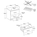 Chambre complète BOSTON : Lit adulte 140 x 190 + Commode + 2 Chevets - blanc