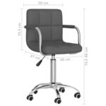 vidaXL Chaise pivotante de salle à manger Gris foncé Tissu