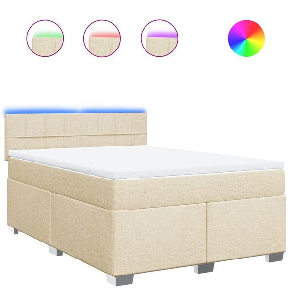 vidaXL Sommier à lattes de lit avec matelas Crème 140x190 cm Tissu