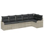 Ensemble de 6 pièces de Canapé de Jardin avec Coussins Gris Clair Rattan Poly