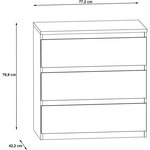 Commode CHELSEA 3 Tiroirs - Couleur blanc/béton clair - 77 2 x 42 x 79 9 cm