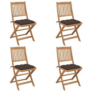 vidaXL Chaises pliables de jardin lot de 4 avec coussins Bois d'acacia