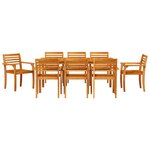 Set de jardin 9 pièces en bois d'acacia
