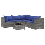 vidaXL Salon de jardin 6 Pièces avec coussins Gris Résine tressée