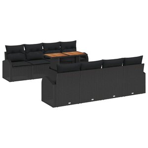 vidaXL Ensemble de canapé de jardin avec coussin 7 Pièces Noir