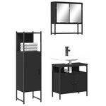 vidaXL Ensemble de meubles salle de bain 3 Pièces noir bois d'ingénierie